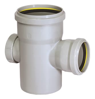 PVC Reducing Door Tee - 90mm x 75mm (3" x 2½″) | Washer Type