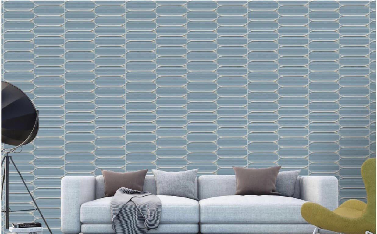 Subway Wall Tile | Size: 300 x 600 mm (1 ft x 2 ft) | Surface: Grooved | Finish: Glossy | Vitrified Tile | Coverage Per Box: 10 sq. ft. | Box Quantity: 5 pcs | Color: Blue — image 2