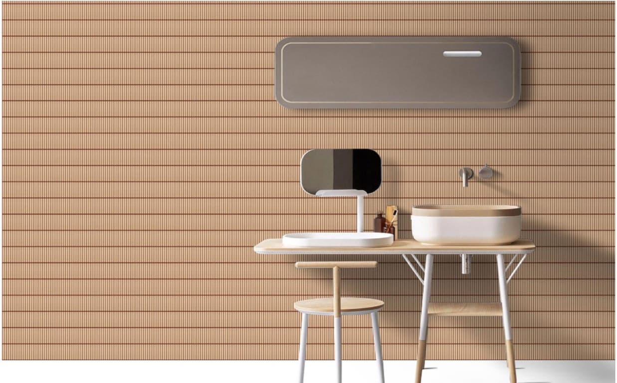 Subway Wall Tile | Size: 300 x 600 mm (1 ft x 2 ft) | Surface: Grooved | Finish: Glossy | Vitrified Tile | Coverage Per Box: 10 sq. ft. | Box Quantity: 5 pcs | Color: Beige — image 2