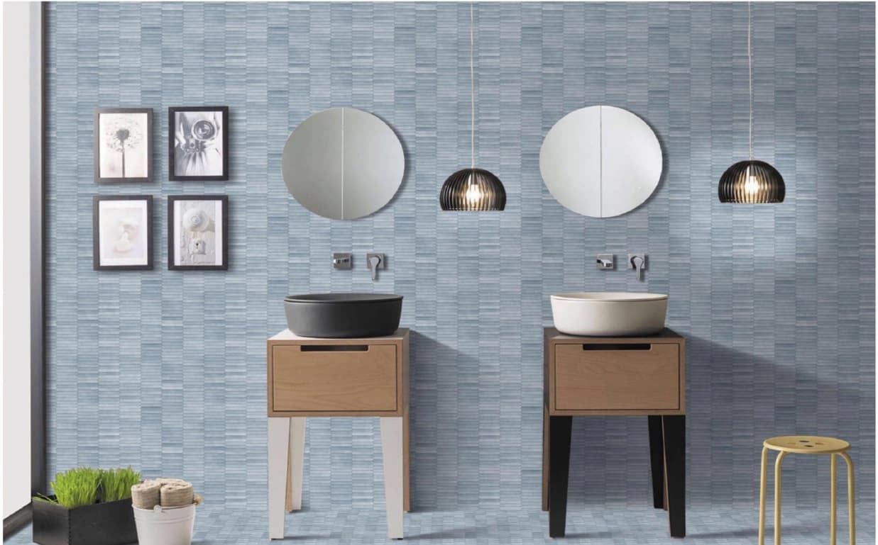 Subway Wall Tile | Size: 300 x 600 mm (1 ft x 2 ft) | Surface: Grooved | Finish: Glossy | Vitrified Tile | Coverage Per Box: 10 sq. ft. | Box Quantity: 5 pcs | Color: Blue — image 2