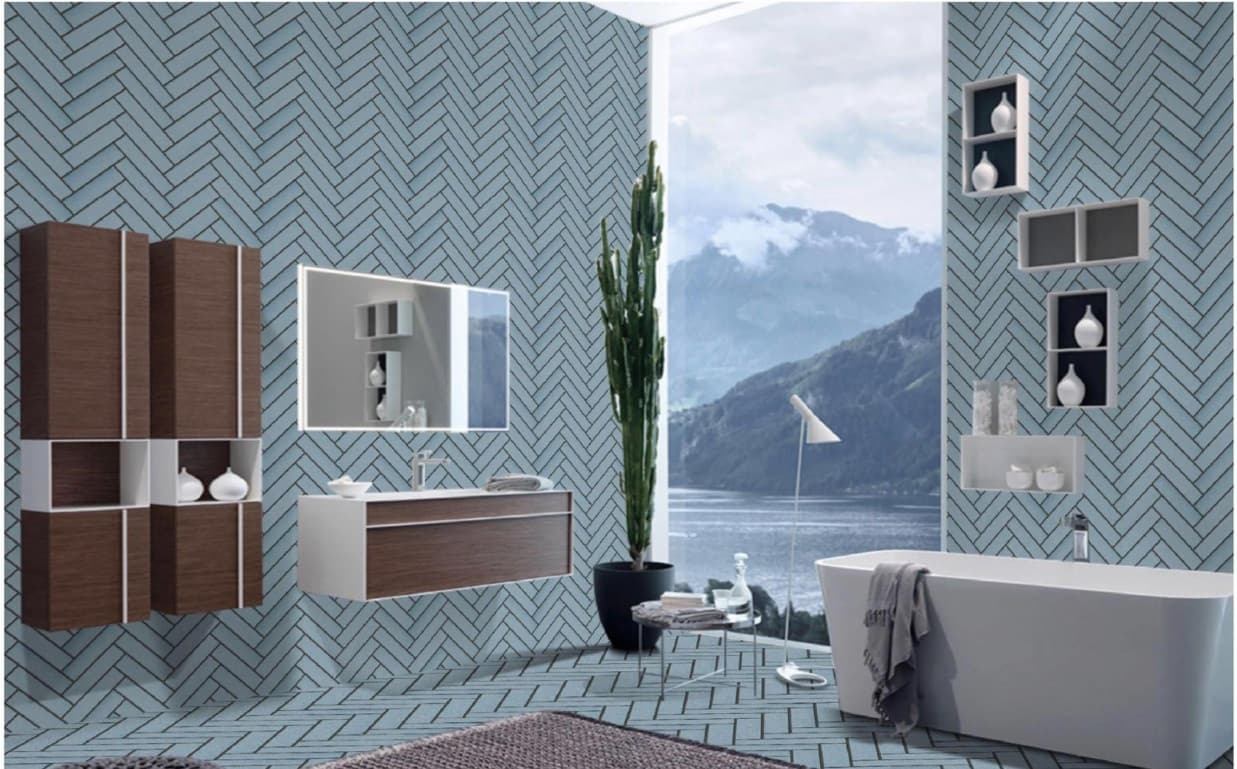 Subway Wall Tile | Size: 300 x 600 mm (1 ft x 2 ft) | Surface: Grooved | Finish: Glossy | Vitrified Tile | Coverage Per Box: 10 sq. ft. | Box Quantity: 5 pcs | Color: Blue — image 2