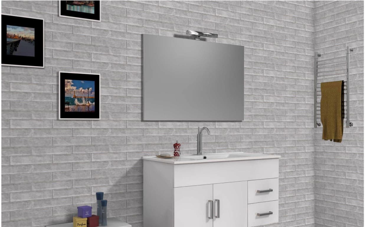 Subway Wall Tile | Size: 300 x 600 mm (1 ft x 2 ft) | Surface: Grooved | Finish: Glossy | Vitrified Tile | Coverage Per Box: 10 sq. ft. | Box Quantity: 5 pcs | Color: Grey — image 2