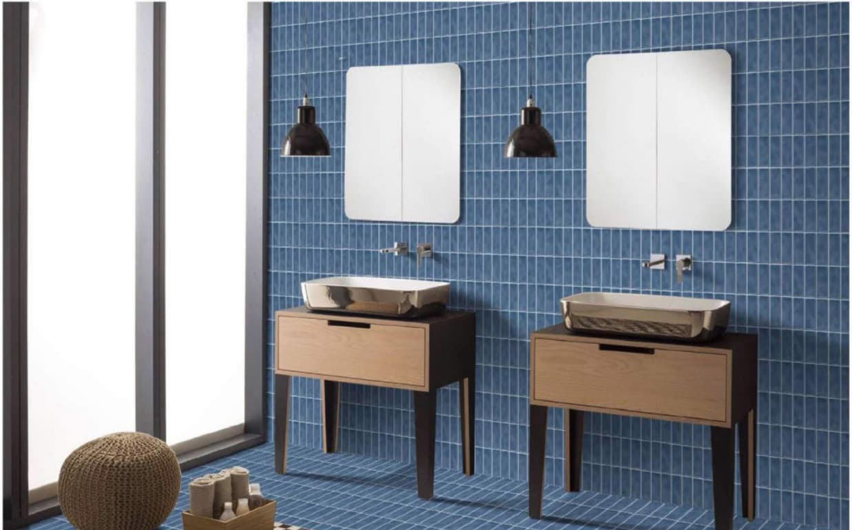 Subway Wall Tile | Size: 300 x 600 mm (1 ft x 2 ft) | Surface: Grooved | Finish: Glossy | Vitrified Tile | Coverage Per Box: 10 sq. ft. | Box Quantity: 5 pcs | Color: Blue — image 2
