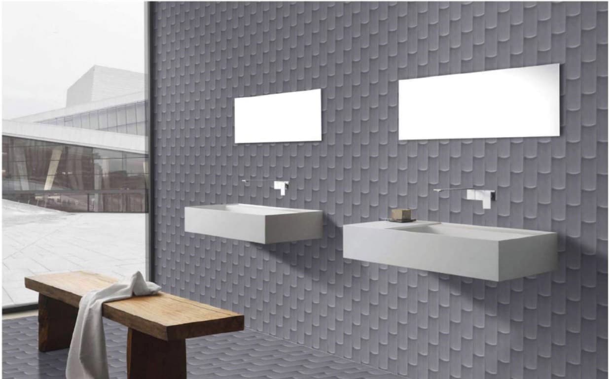 Subway Wall Tile | Size: 300 x 600 mm (1 ft x 2 ft) | Surface: Grooved | Finish: Glossy | Vitrified Tile | Coverage Per Box: 10 sq. ft. | Box Quantity: 5 pcs | Color: Grey — image 2