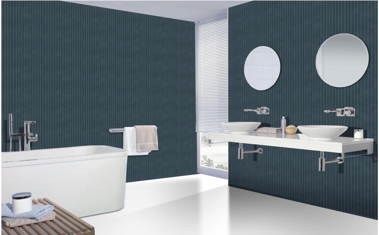 Daly Wall Tile | Size: 300 x 600 mm (1 ft x 2 ft) | Surface: Fluted | Finish: Matt | Vitrified Tile | Coverage Per Box: 10 sq. ft. | Box Quantity: 5 pcs | Color: Blue — image 2