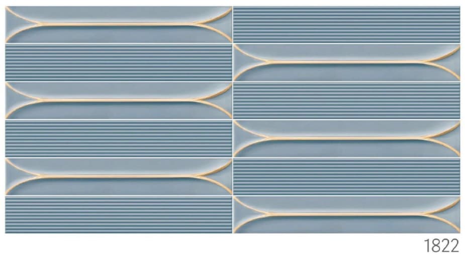 Subway Wall Tile | Size: 300 x 600 mm (1 ft x 2 ft) | Surface: Grooved | Finish: Glossy | Vitrified Tile | Coverage Per Box: 10 sq. ft. | Box Quantity: 5 pcs | Color: Blue — image 1