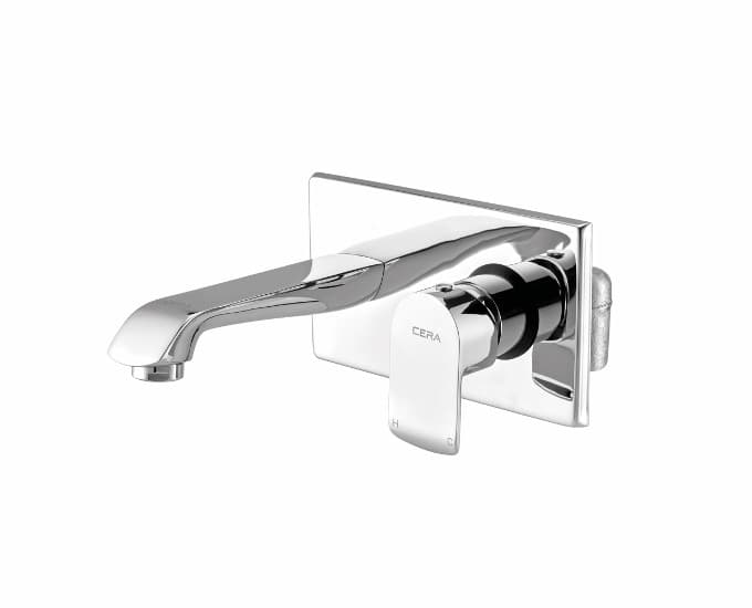Chromo Exposed Part of Wall Mounted Single Lever Basin Mixer (Hot & Cold Water) | Compatible With Concealed Part F4065103 sold separately | Chrome Finish