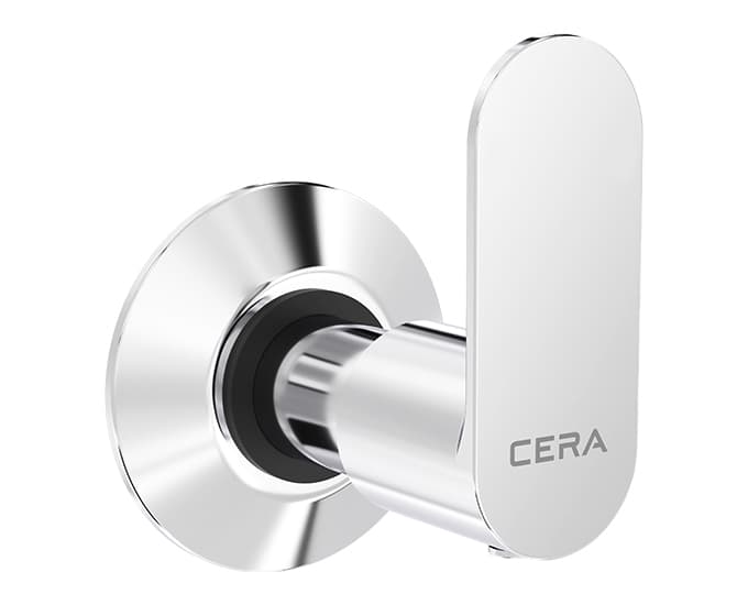 Curve Flush Cock | Chrome Finish | Exposed Part (Lever, Cartridge Sleeve, Flange) (Compatible With Concealed Part F4060102 sold separately)