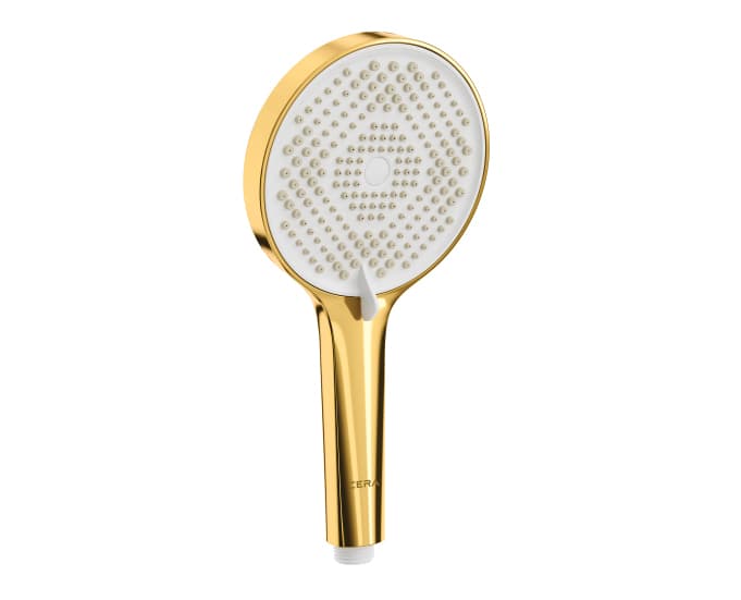 Hand Shower 130 mm Dia (5") 3 Flow | Wall Hook and 1.5 Metre Hose | French Gold Finish