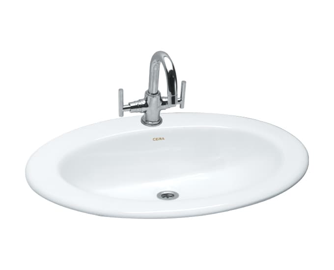 Circular Counter Wash Basin | With Tap Hole Provision | Finish: Snow White | Size: 470 x 470 x 200 mm