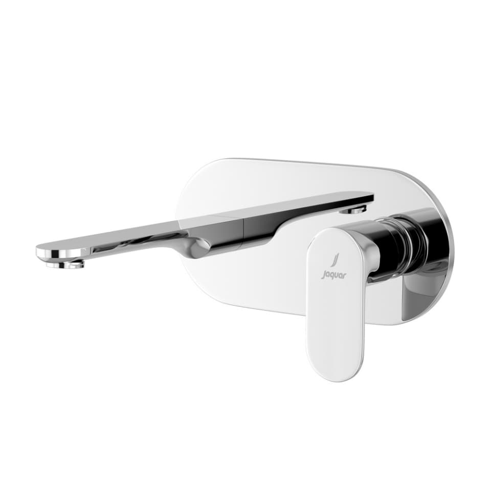 Opal Prime Exposed Part Kit of Wall Mounted Pillar Cock (Cold Water Only) with Wall Flange & Basin Spout | Chrome Finish | Compatible with Concealed part ALD-441