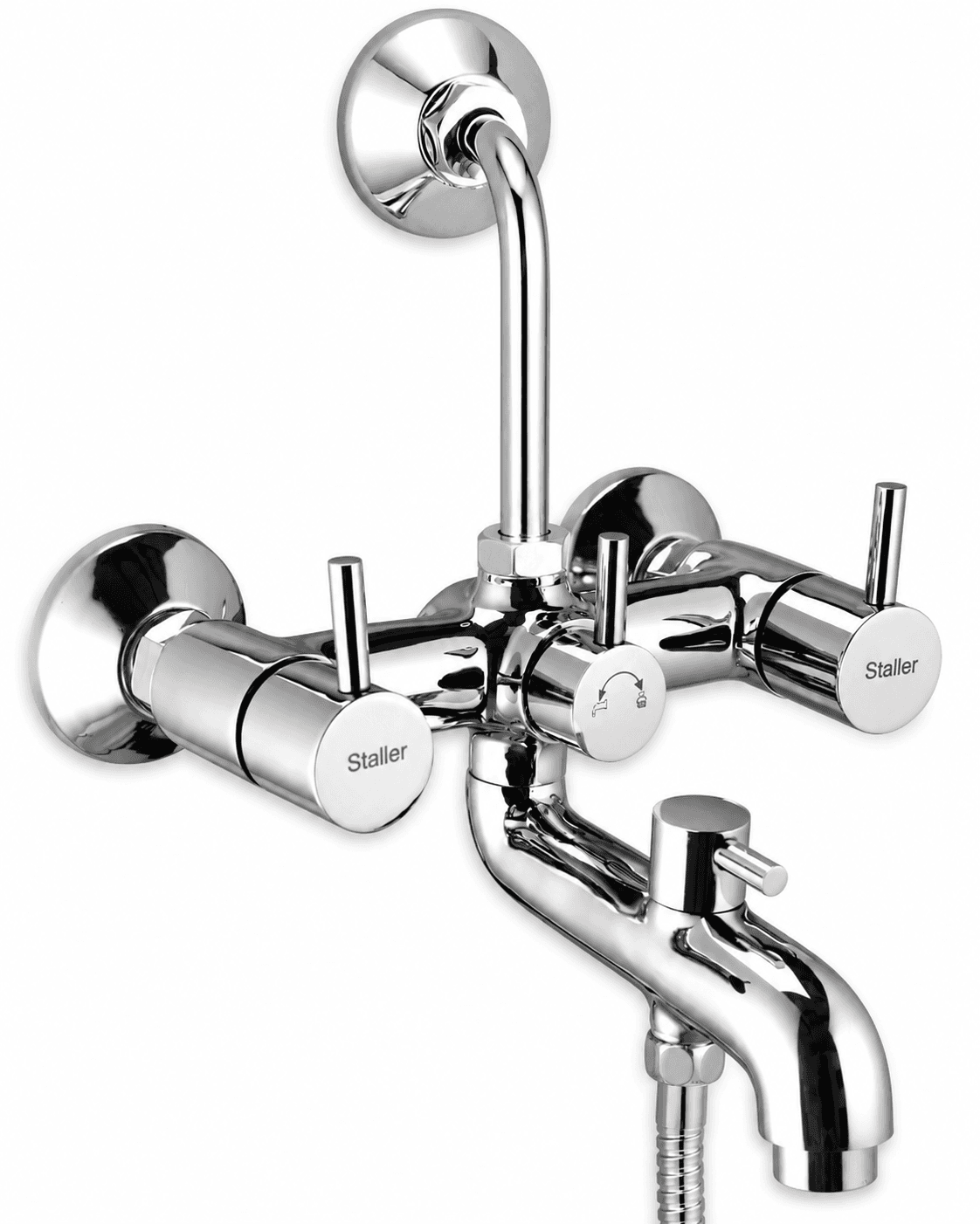 Wall Mixer Heavy With Overhead Shower & Hand Shower Provision | Chrome Finish